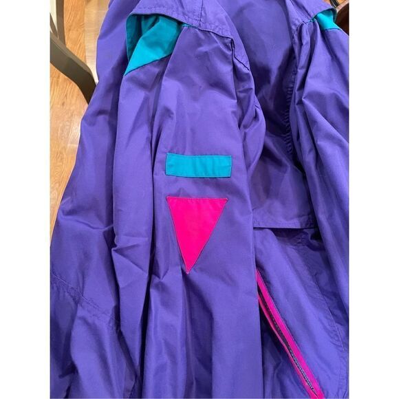 American Vintage Windbreaker Women’s L Full Zip 80s Flashdance Psychedelic - Picture 3 of 9